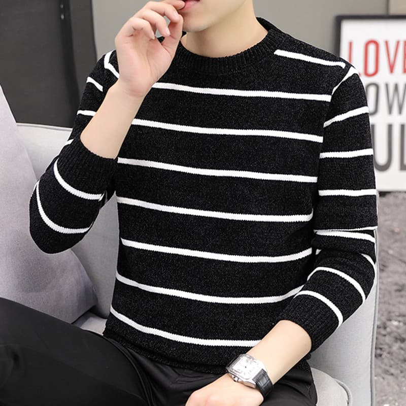 Chenille masculino em torno do pescoço camisola juventude forro de lã engrossado camisa de fundo de lã de uma peça outon
