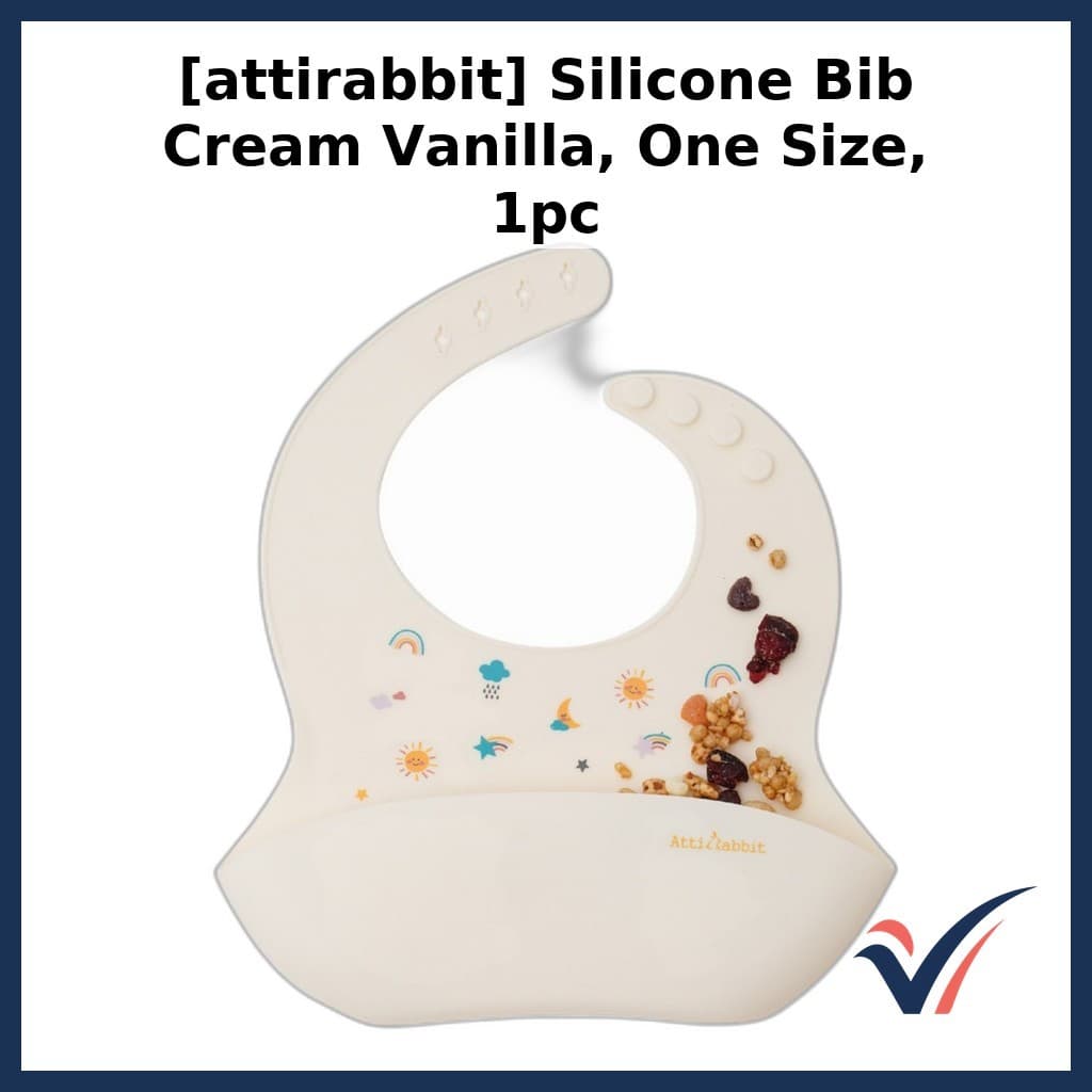 [attirabbit] Babador De Silicone Creme Baunilha , Tamanho Único , 1 Unidade/Coreano/Design Fácil De Limpar Por vibepick