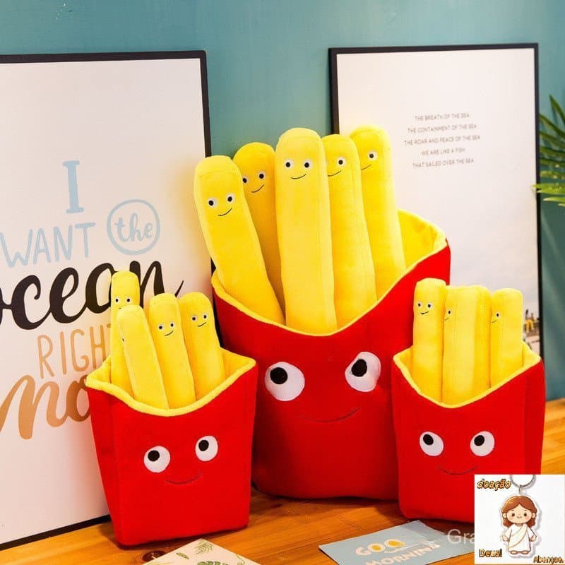 Almofada de Batatas Fritas Criativa, Almofada de Pelúcia de Hambúrguer em Forma de Boneca