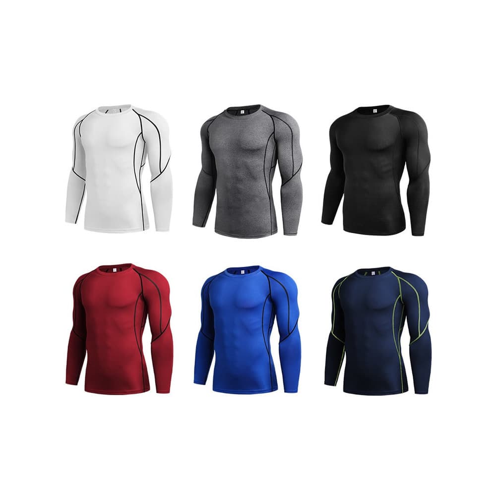 Quma roupas de Fitness de manga comprida calças justas masculinas equipamentos de ginástica basquete correndo roupas esp