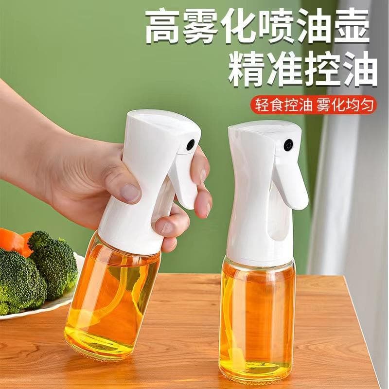 Spray de óleo pode 200ml cozinha spray garrafa rega pode garrafa de vidro imprensa não pendurar óleo transparente pode p