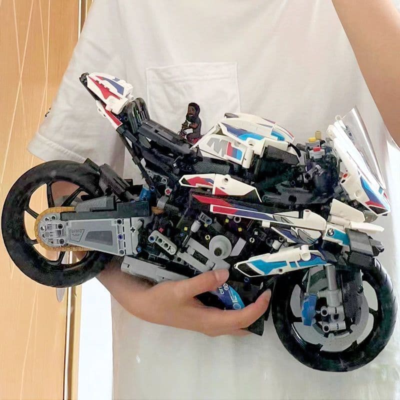 Compatível com blocos Lego, conjunto mecânico de motocicleta BMW, brinquedo educativo de montagem, presente de aniversár