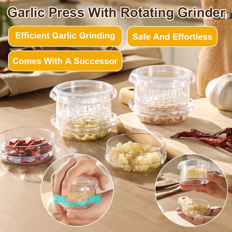 【Com Coletor】[Prático e Eficiente] [Compacto e Funcional] Triturador de Alho/Rotativo/Portátil/Utensílio Doméstico