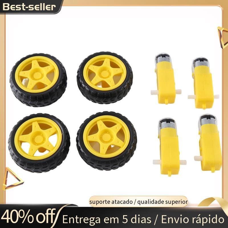 4 Unidades Para Roda De Pneu De Plástico Robô De Carro Com Motor De Engrenagem DC 3-6V