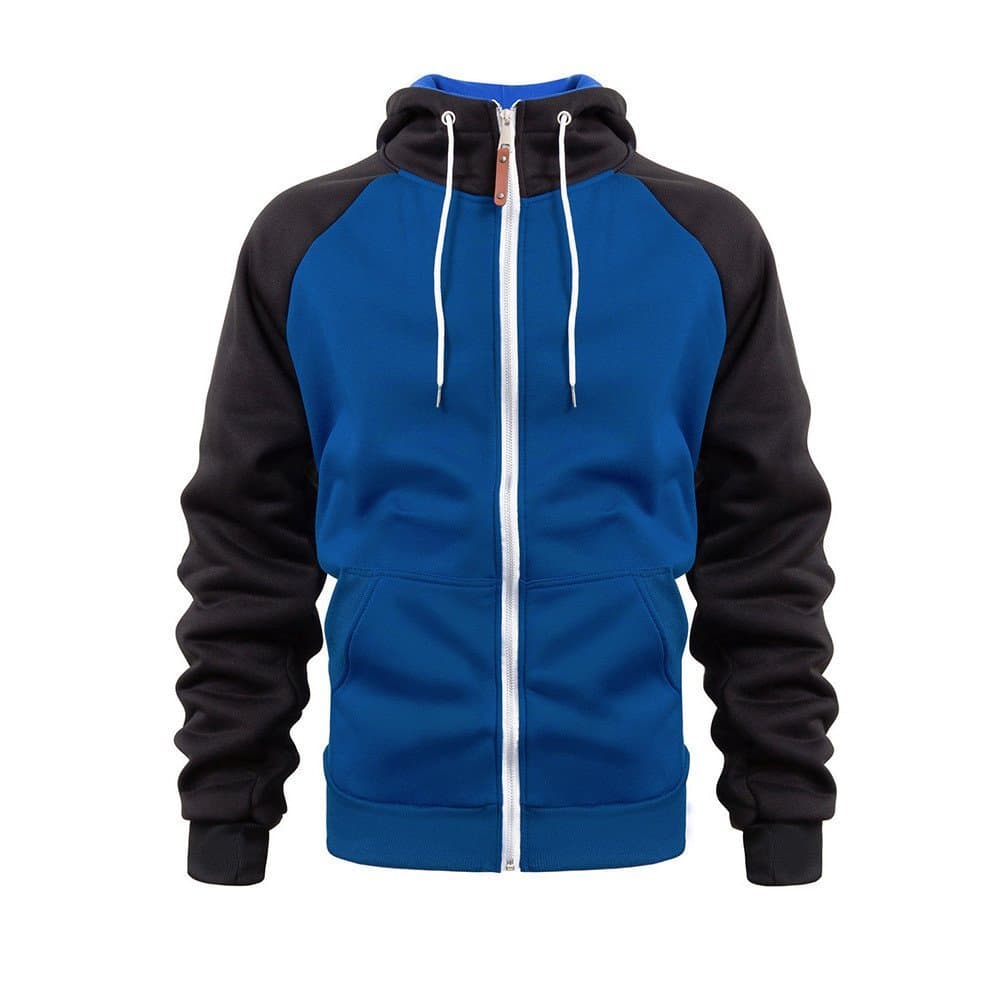 Cross-Border tamanho europeu masculino cor-bloqueando moletom com capuz contraste cor manga Raglan esportes Cardigan jaq
