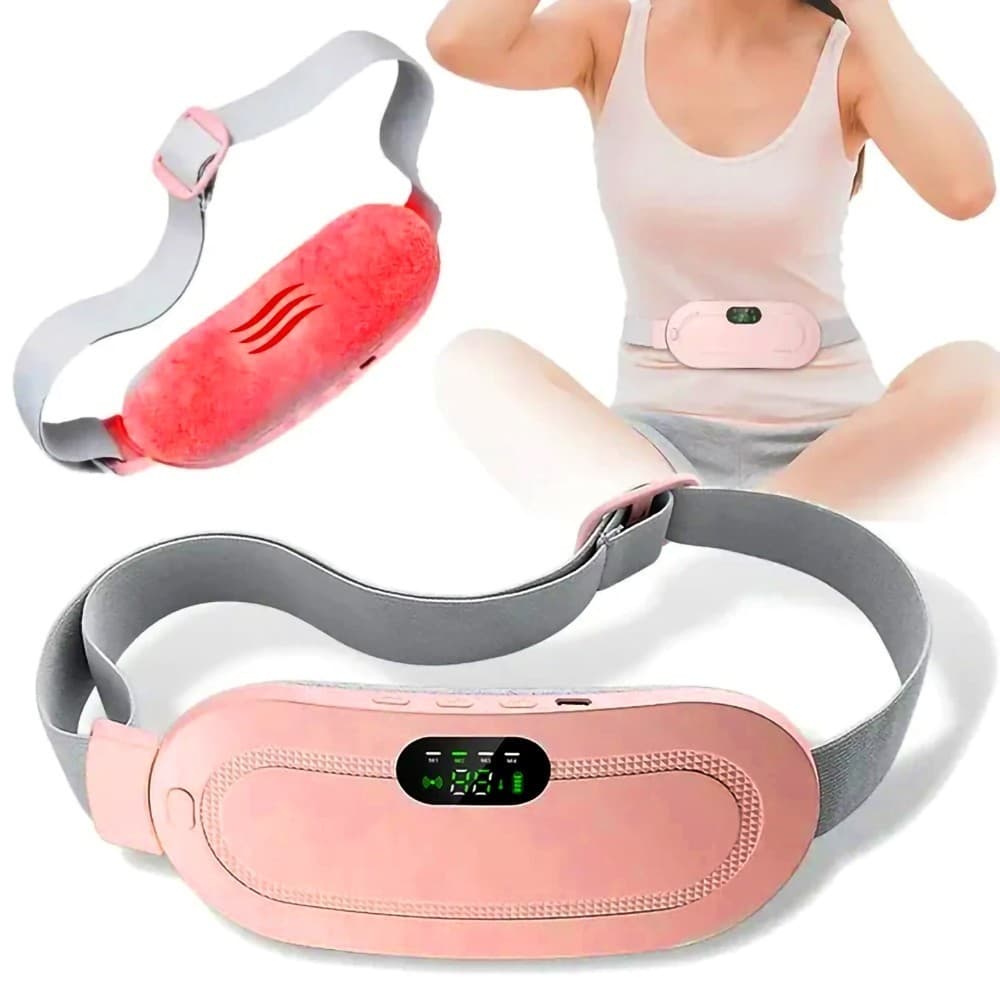Cinta Térmica para Cólica Menstrual Massageador com Vibração e Aquecimento Recarregável USB