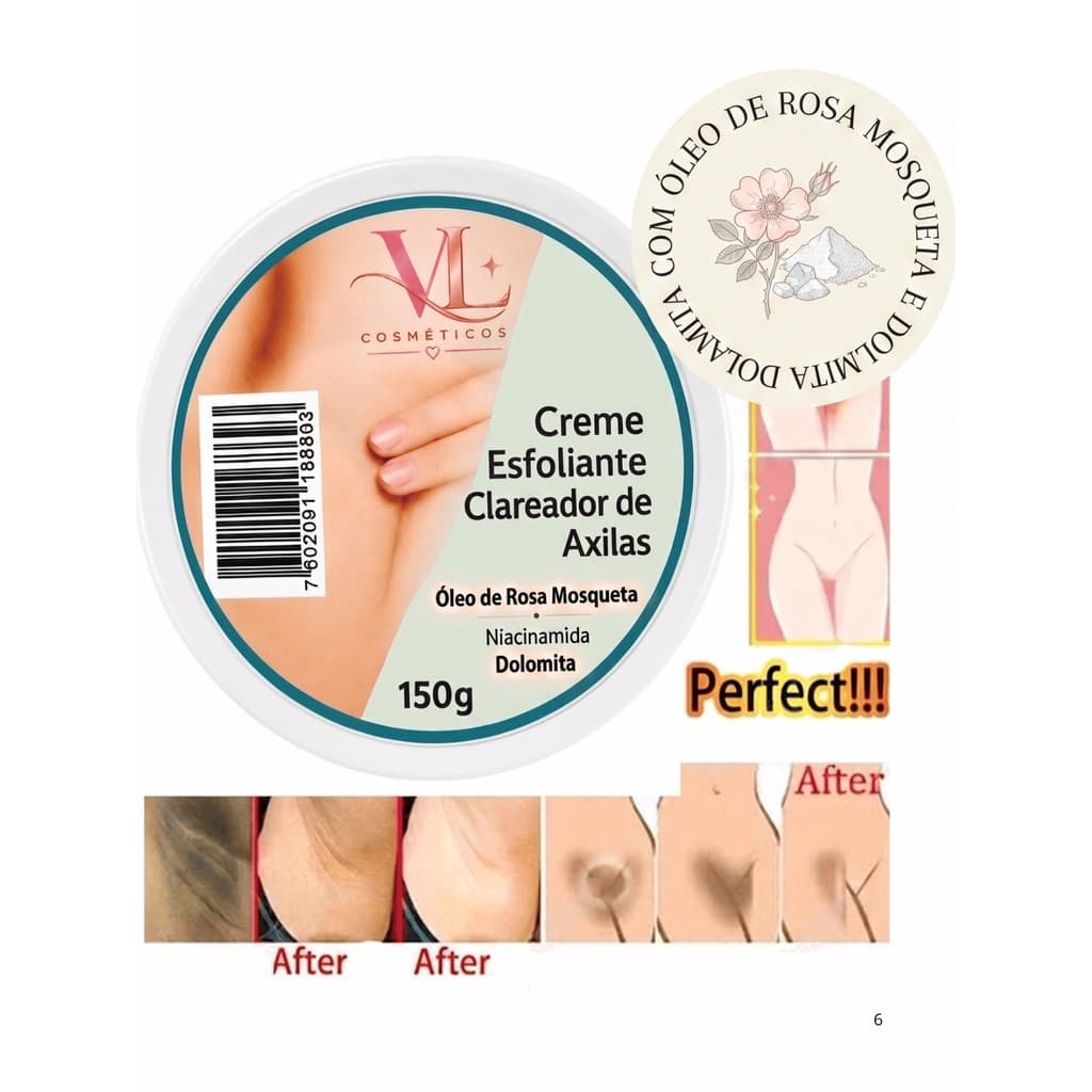 Creme Esfoliante Clareador VL Clareamento Corporal /Clareadora/Axilas/Pernas/Virilhas