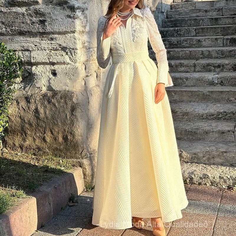 [Oferta especial por tempo limitado] Novo vestido feminino elegante e muito procurado, modelo 26 branco com renda floral