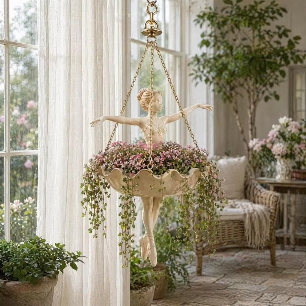 Plantador Suspenso Para Dançarina De Balé ALTOZEN , Vaso De Flores De Fada De Resina Caprichosa , Figura Elegante De Bai
