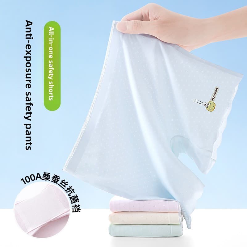 ((4 peças) Cuecas Boxer infantis respiráveis de seda gelada para meninas, Shorts de estudante