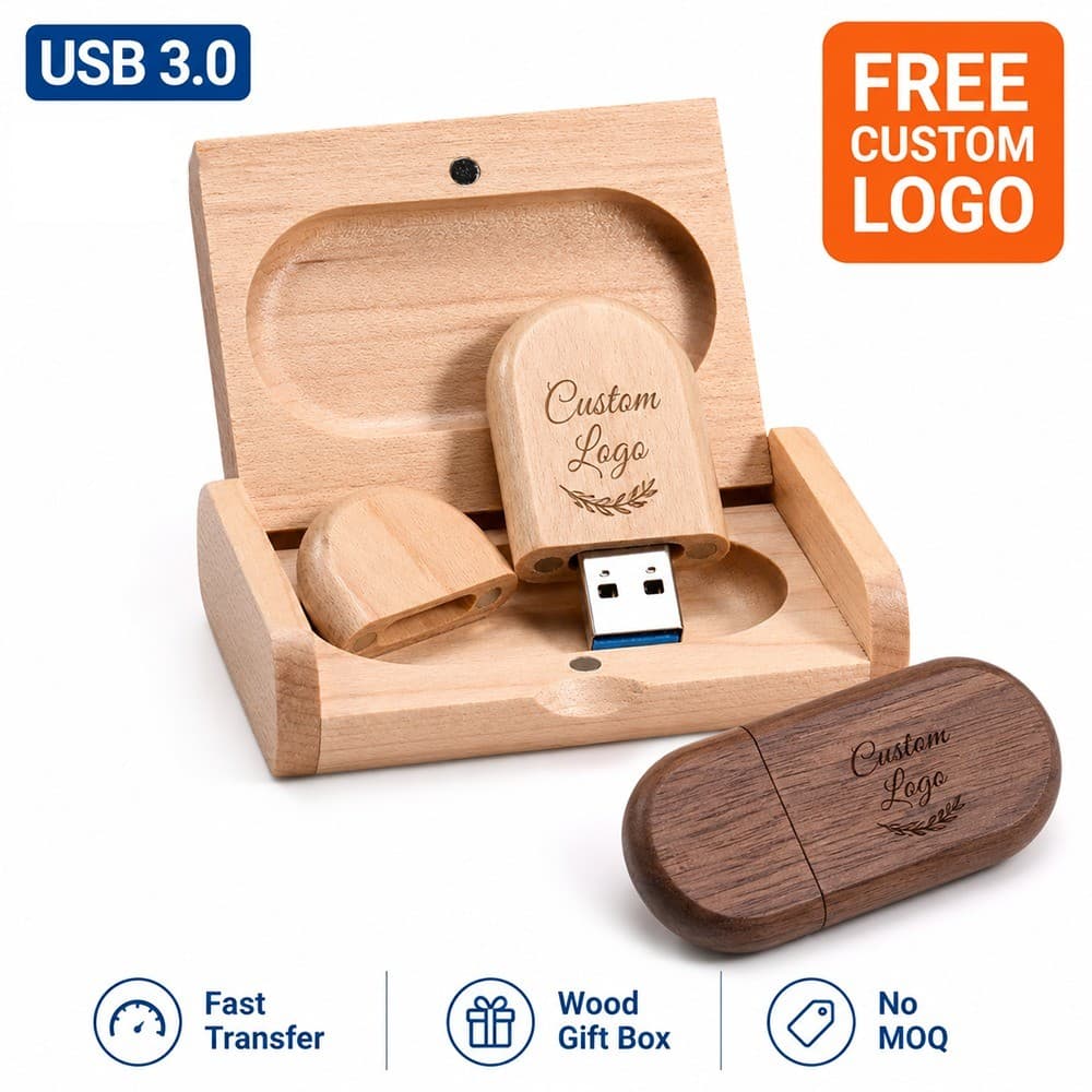 Unidade Flash USB 3.0 De Madeira Com Logotipo Personalizado Grátis Caixa De Presente 16GB 32GB 64GB 128GB Pendrive Memor