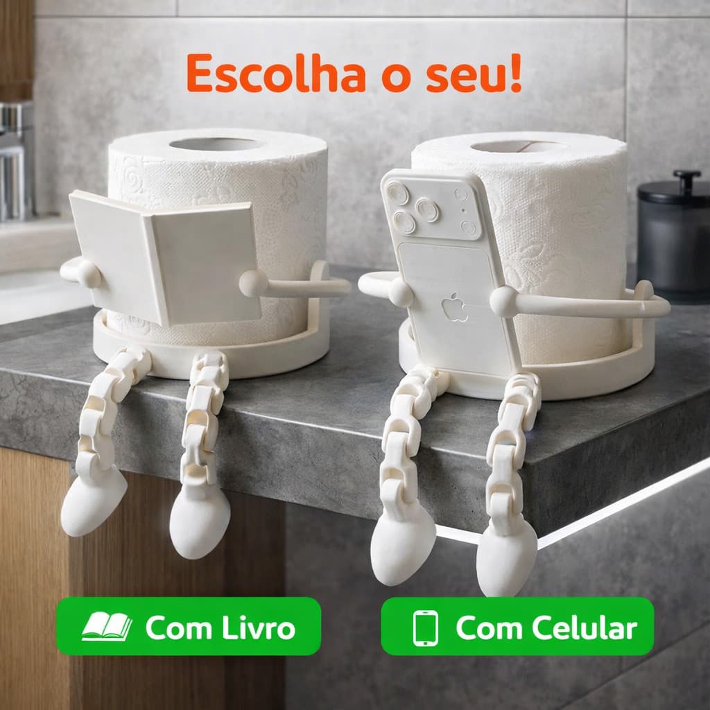 Porta Suporte Papel Higiênico Decorativo Criativo (Livro / Celular), Divertido, Banheiro, Engraçado.