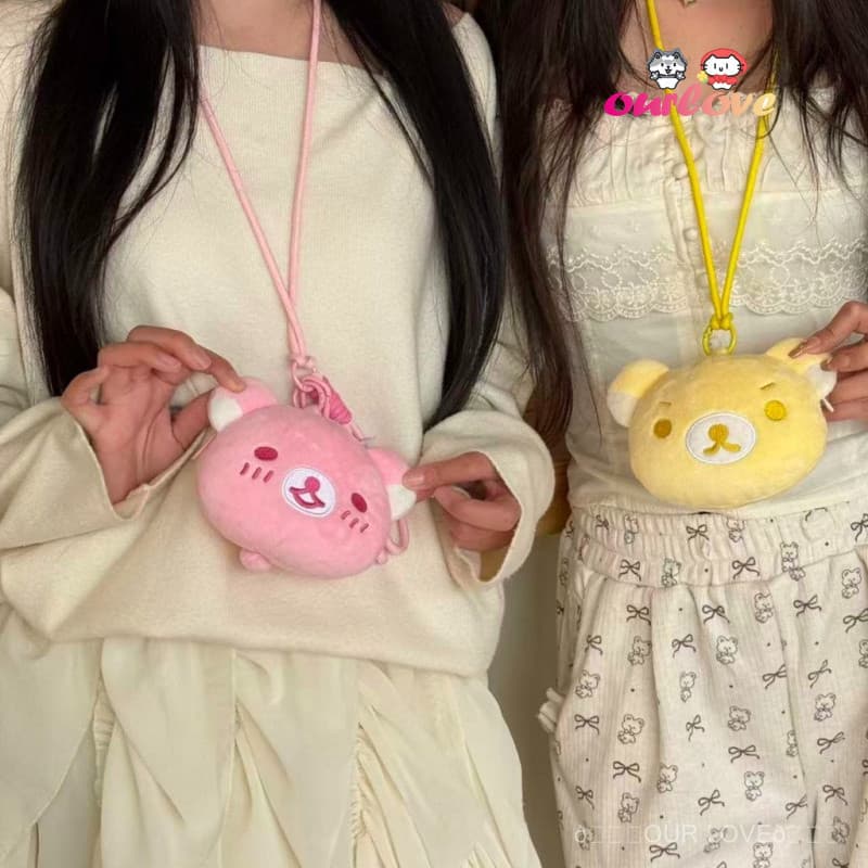 [Em Estoque] Bolsa de Moedas de Urso de Pelúcia Fofa, Adorável Bolsa para Fones de Ouvido, Alto Valor Estético, Presente