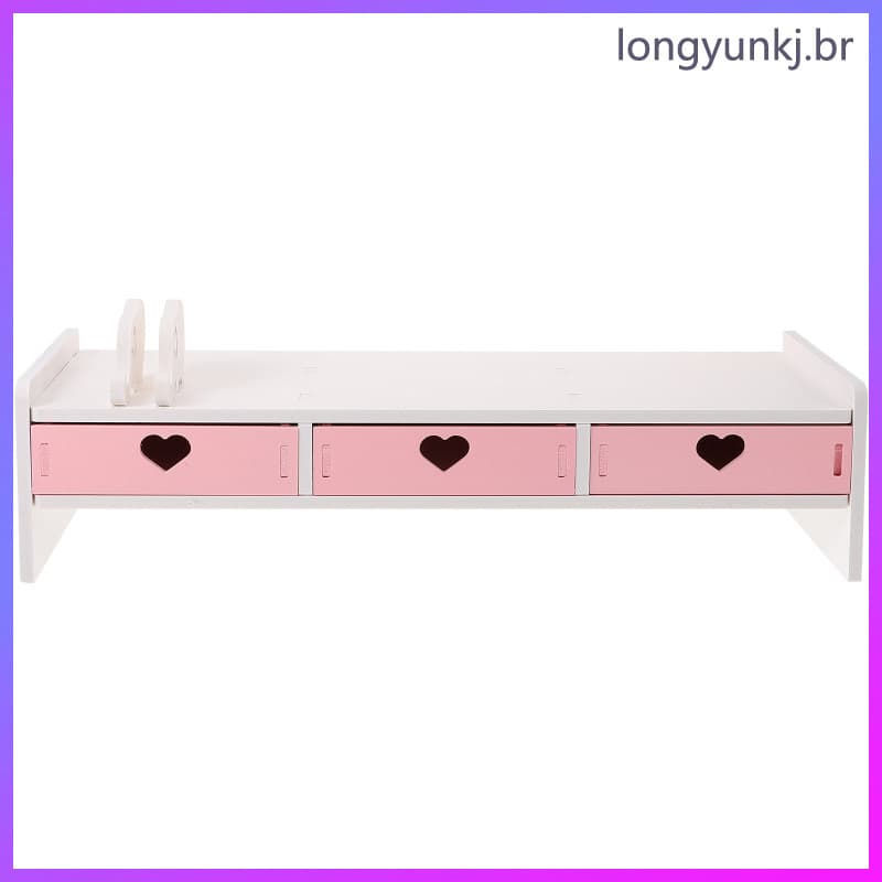🏠 1Peças Estante Para Monitor Rosa Com Organizador Para Uso Doméstico