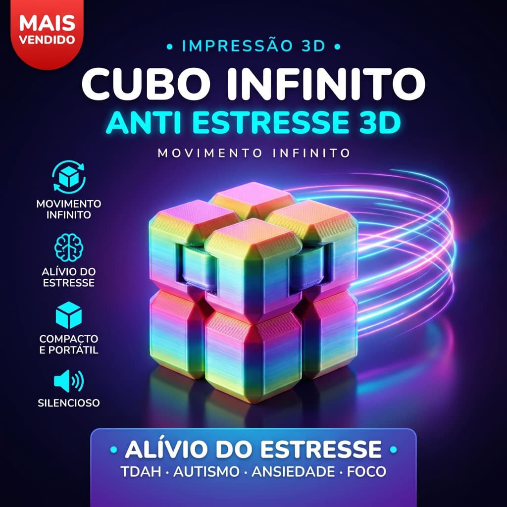 Cubo Infinito Infinity Cube Fidget Anti Estresse Sensorial TDAH Autismo Ansiedade Foco 3D