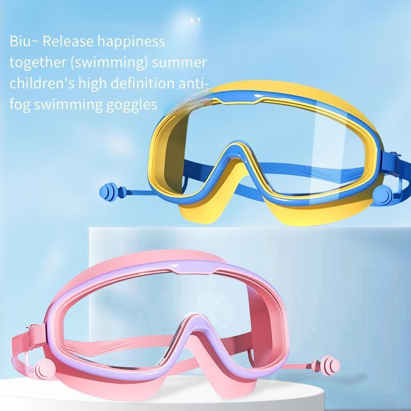 Crianças óculos de natação meninas meninos grande quadro impermeável Anti-nevoeiro HD transparente fones de ouvido siame