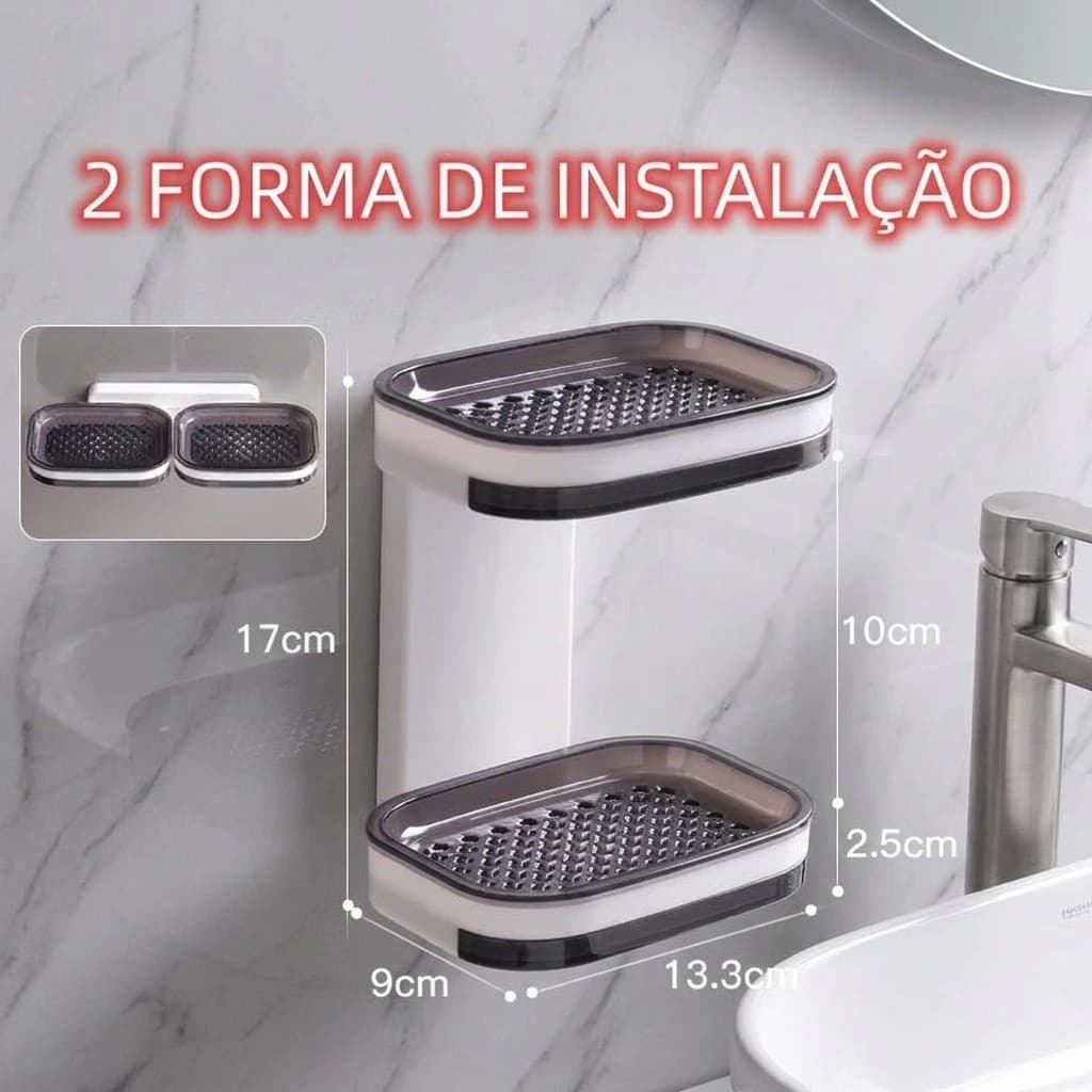 Porta Sabonete de Parede com Adesivo Ultra Forte Saboneteira Dupla Camada Sem Danificar Parede