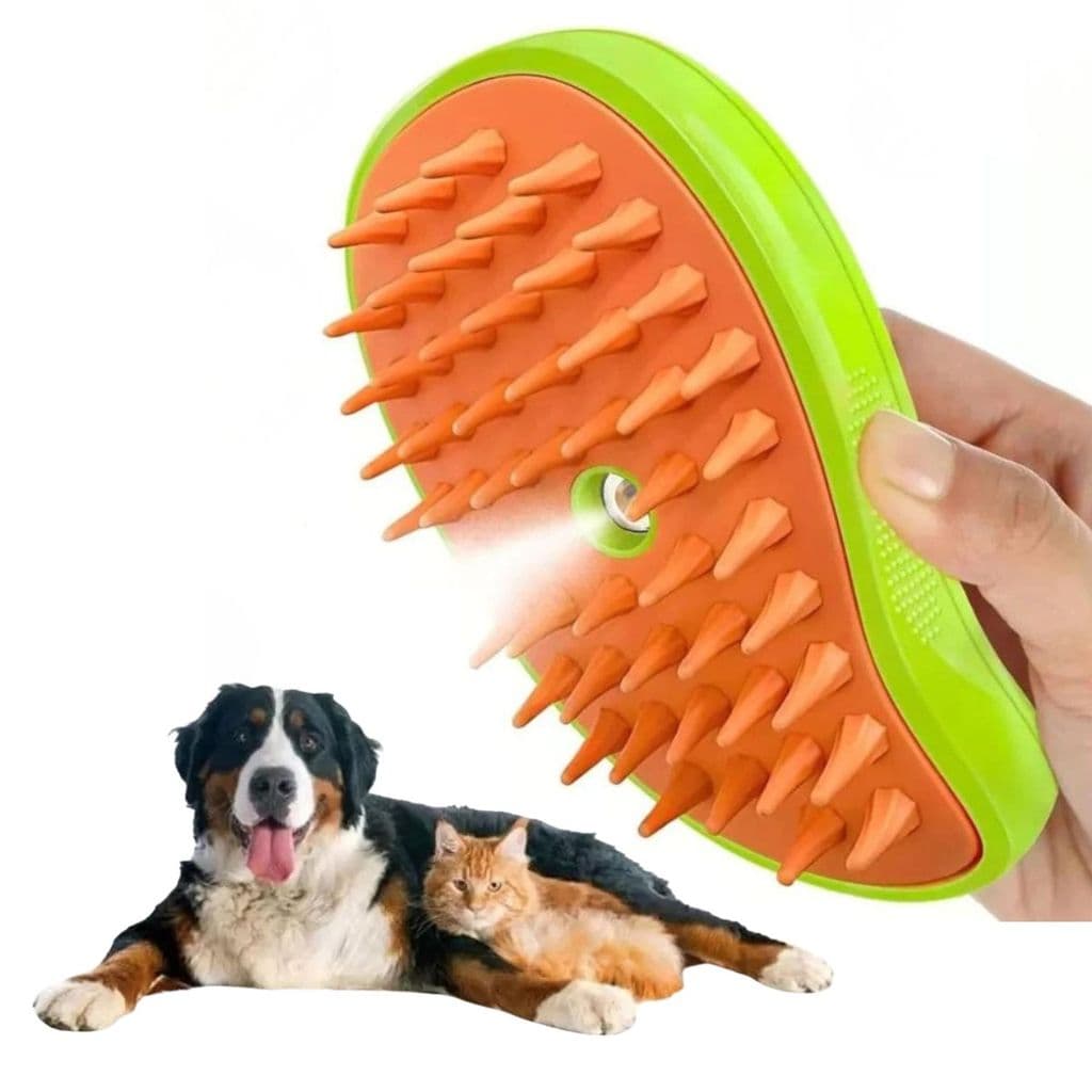 Escova Pet 3 em 1 Vaporizado Elétrica Cães e Gatos Tira Pelos