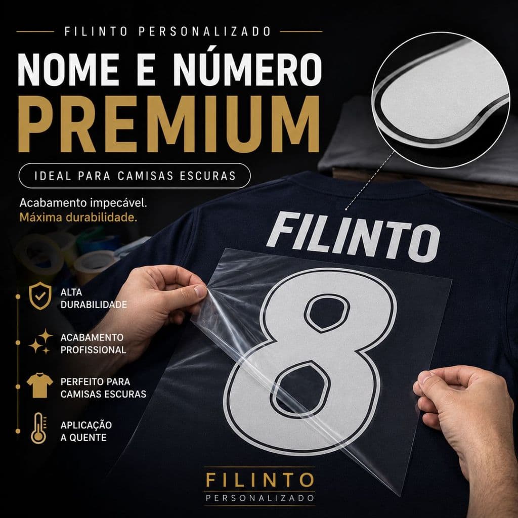 Nome e Número Em Vinil Termocolante para Camisa de Futebol Alta Cobertura Não Fica Transparente