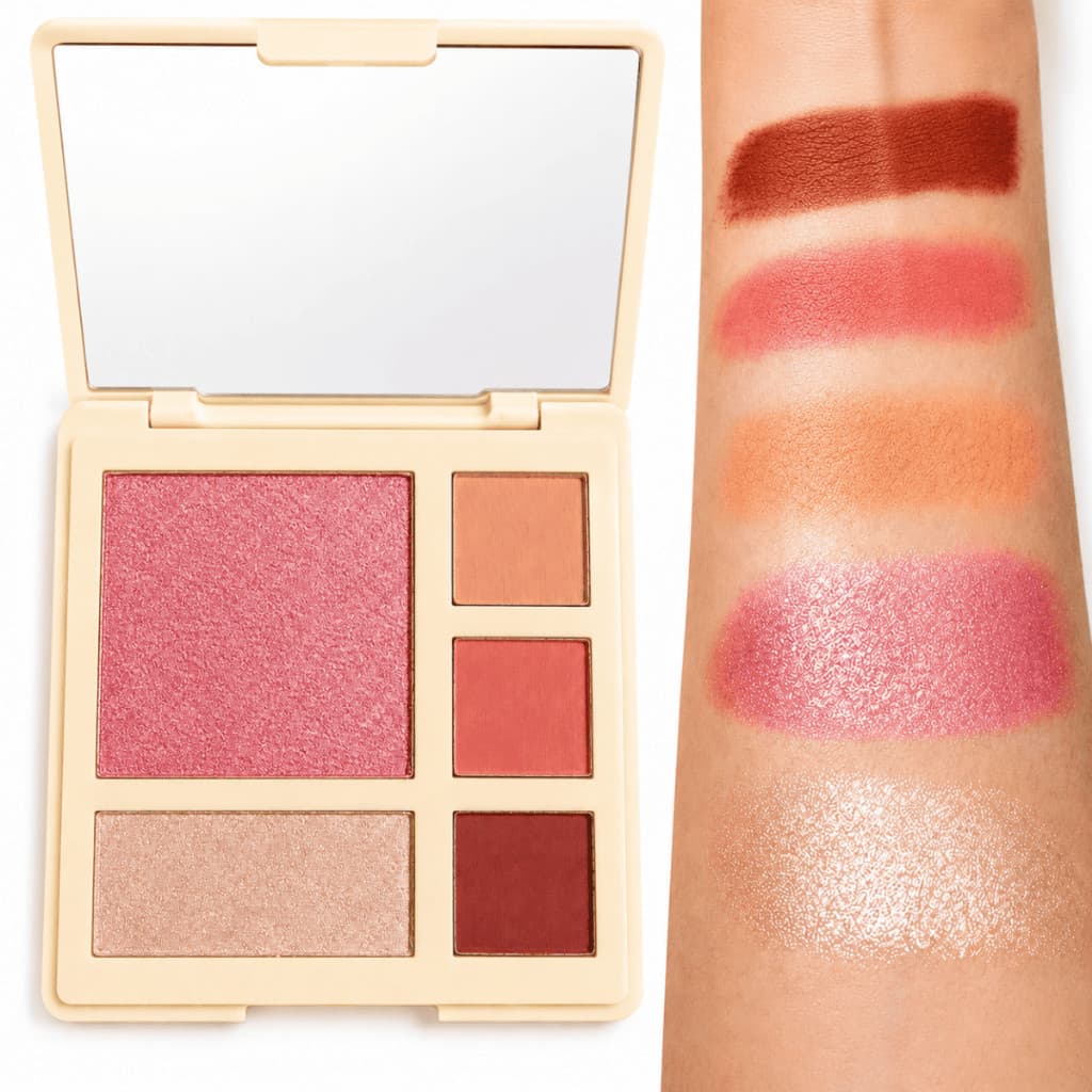 Paleta Ruby Rose Glass Glam Original Blush Iluminador e Sombras Alta Pigmentação e Longa Duração