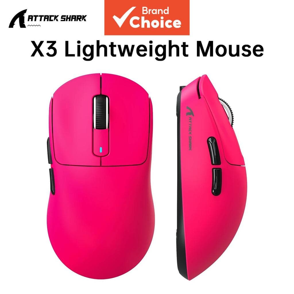 Mouse Gamer Sem Fio ATTACK SHARK X3, Mouse Ergonômico 49g, Sensor Óptico PAW3395 26K DPI, Modos Triplos, Botões