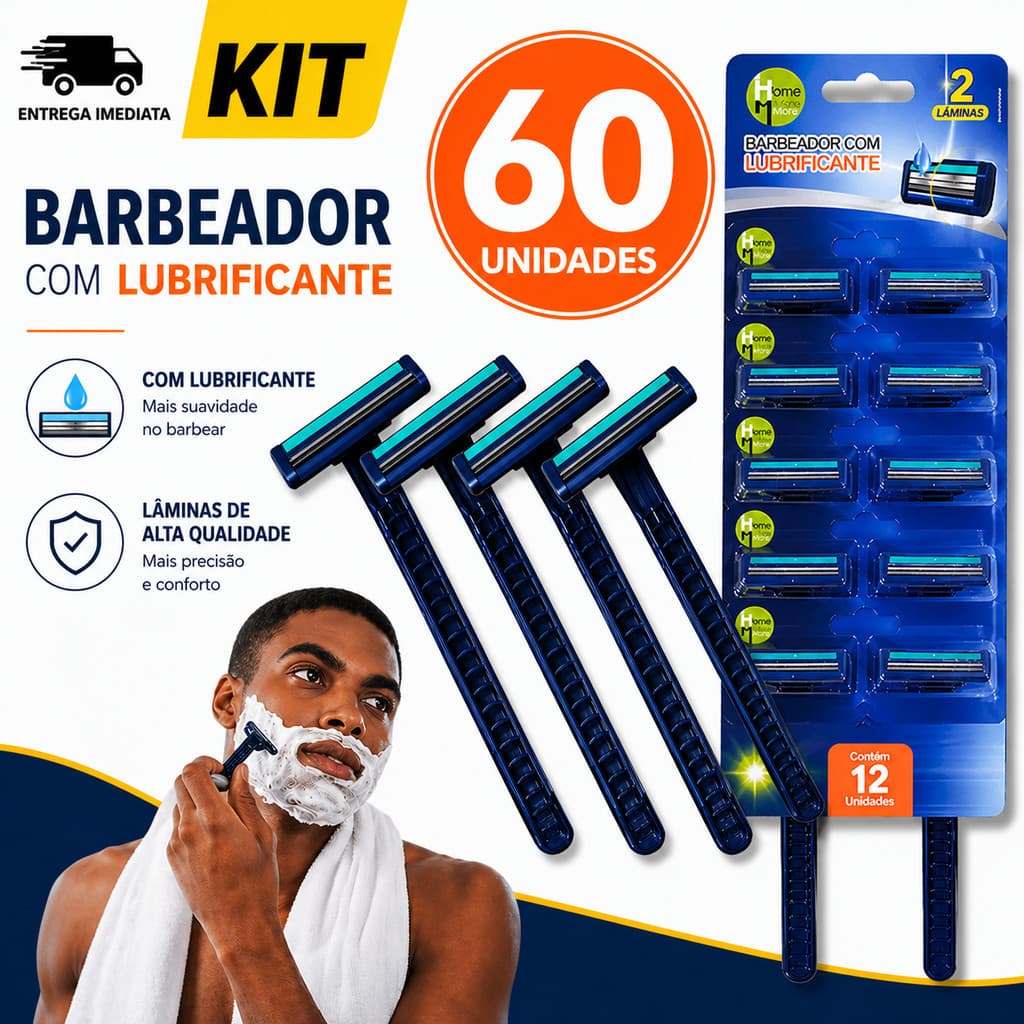 COMBO BARBEADOR 60/48/24/12 Barbeador Descartável com Lubrificante Premium