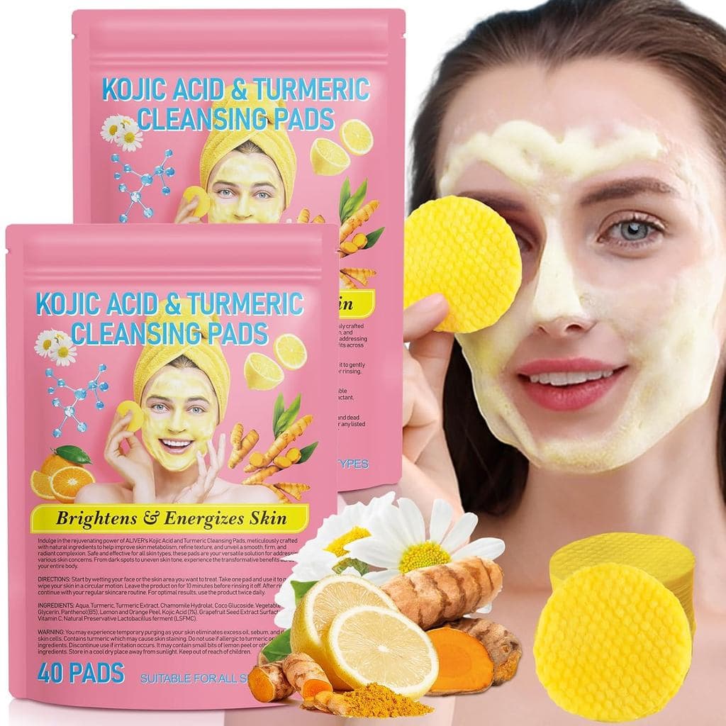 A r b c r n Compressas de Cúrcuma (2 Pacotes), Compressas de Ácido Kójico e Cúrcuma para Rosto e Corpo, Removem o Excess