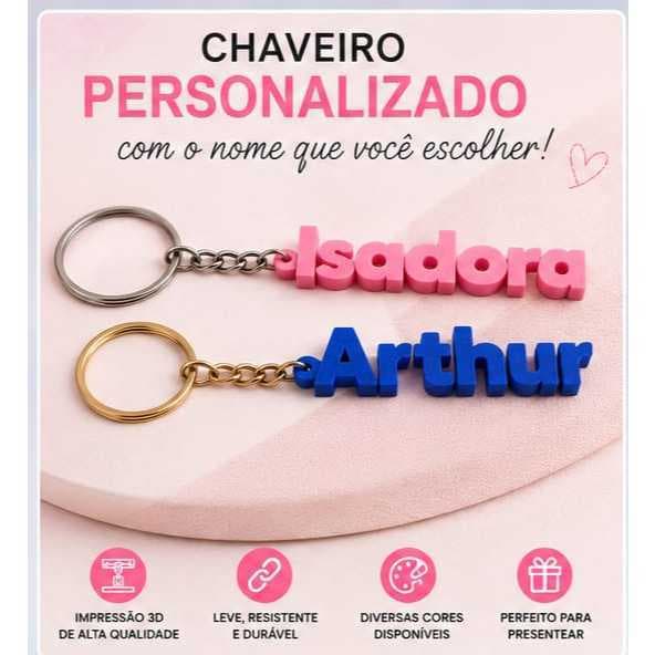 Chaveiro personalizado em 3D