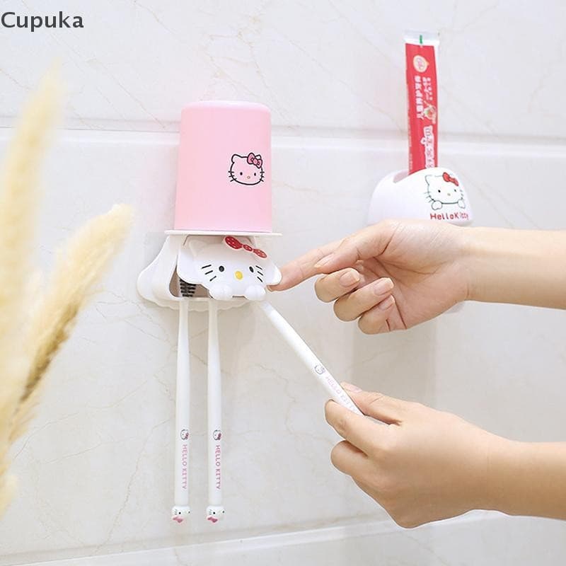 Cupuka Hello Kitty Dispensador Automático De Pasta De Dente Montado Na Parede Espremedor Para Crianças E Adultos Banheir