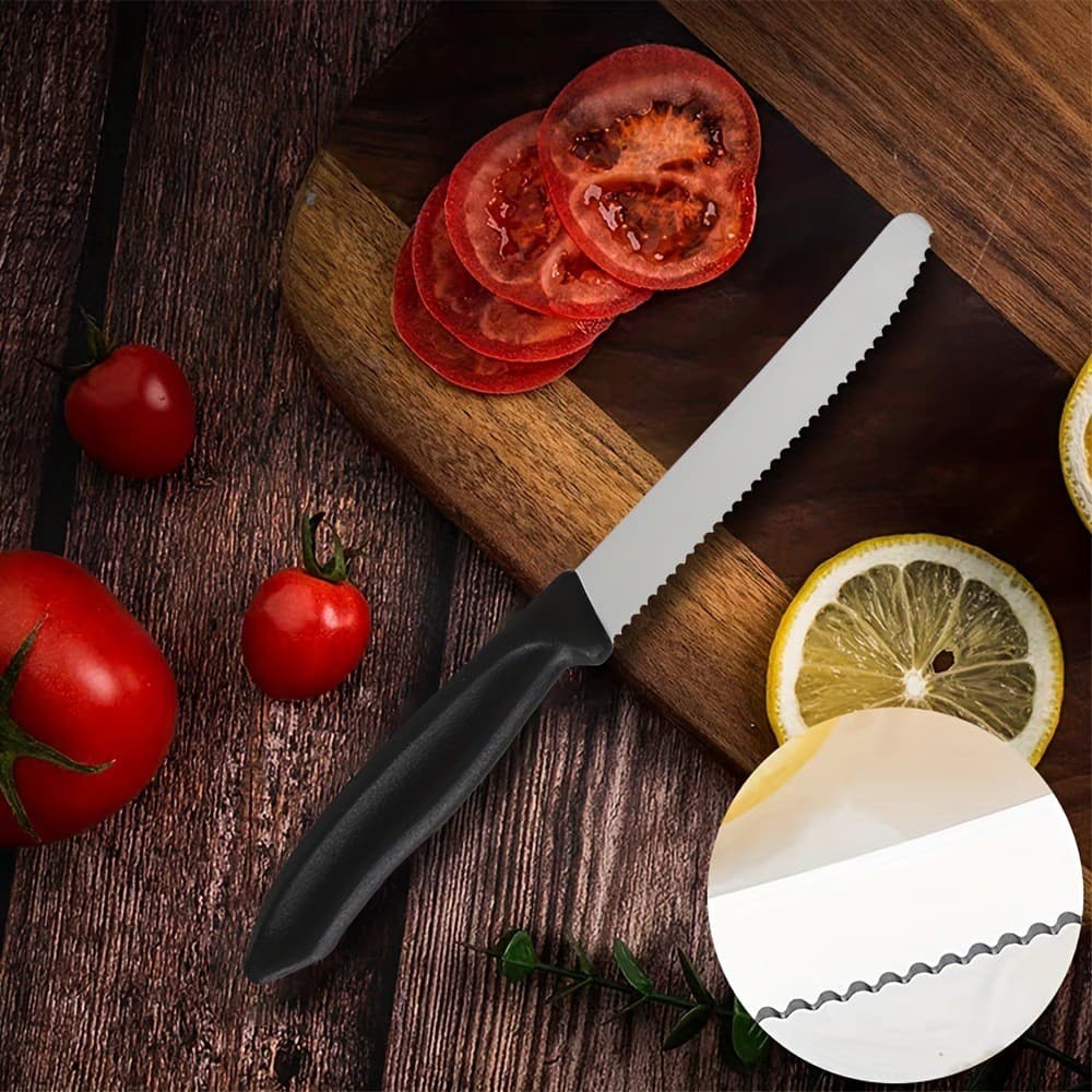 Jogo 4 Facas Serrilhadas Multiuso | Aço Inox | Não Amassa | Cozinha