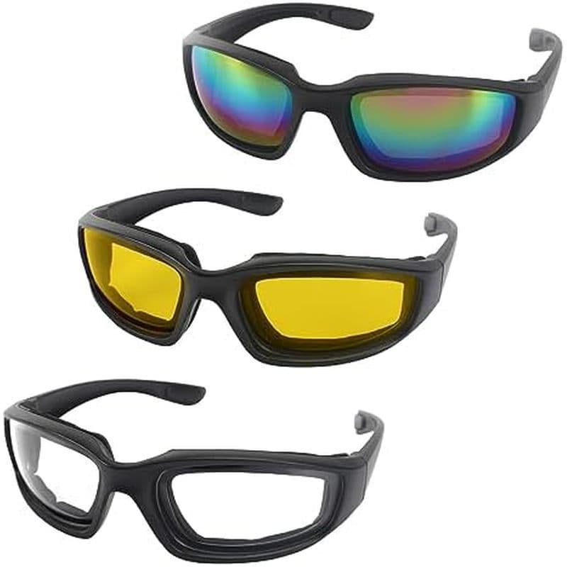 3 Pares De Óculos Para Andar De Motocicleta , Acolchoados Com Proteção UV , À Prova De Poeira E Vento De Sol Atividades