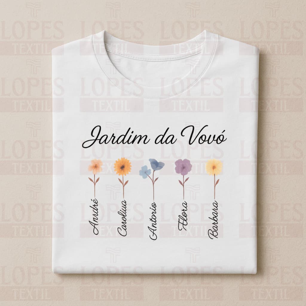 Camiseta Personalizada Jardim da Vovó 100% Algodão Premium