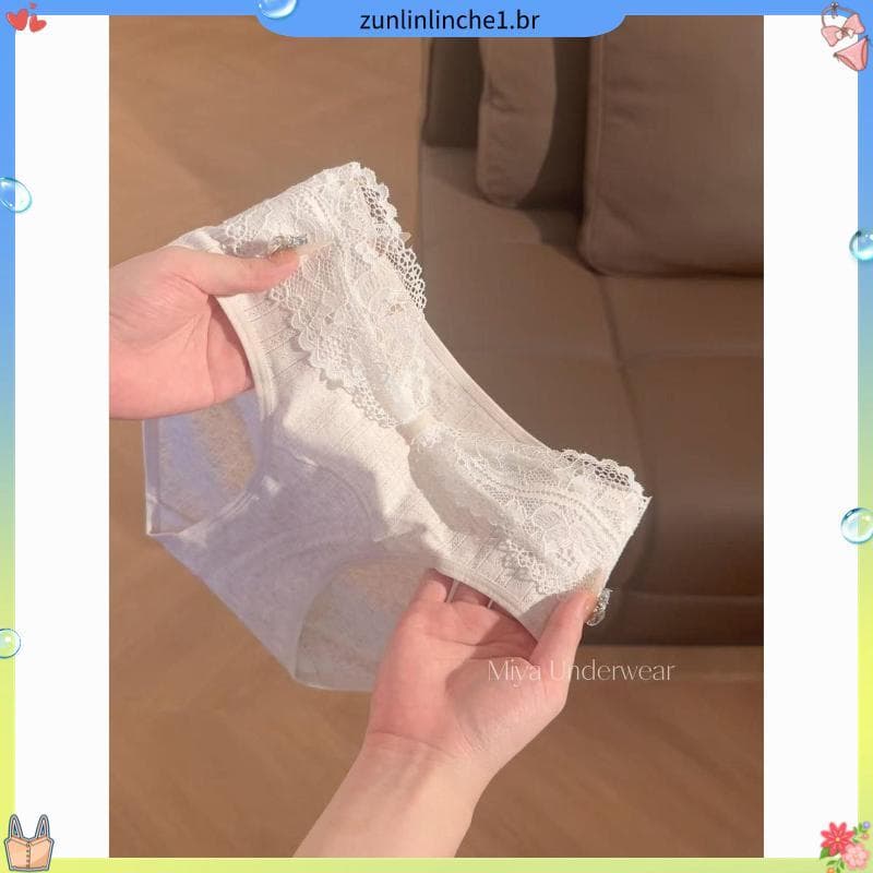 Puro desejo renda guarnição calcinha puro algodão 10A virilha antibacteriana novo estilo cintura média confortável respi