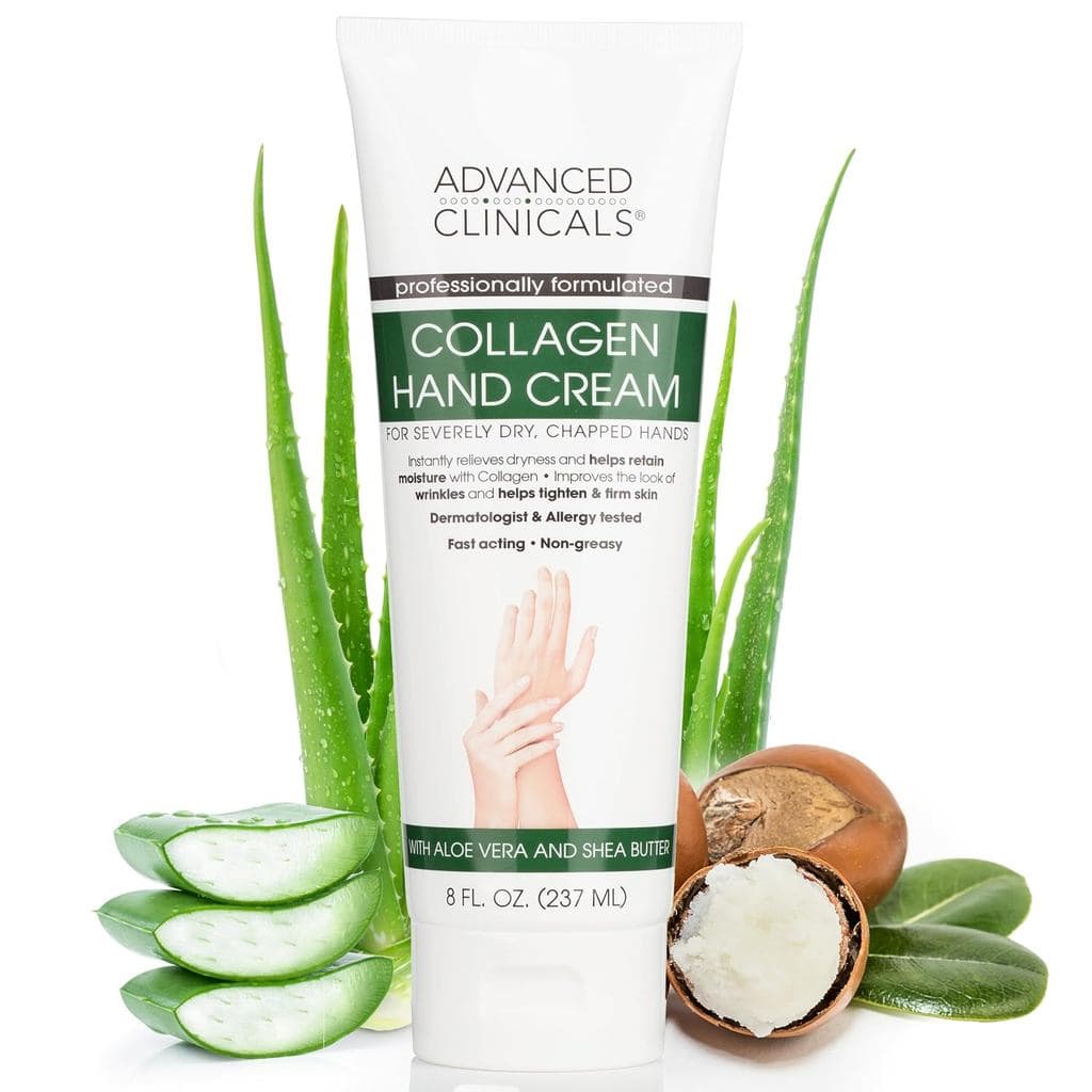 Creme Hidratante para Mãos e Corpo com Colágeno Advanced Clinicals para Pele Seca e Rachada. Loção Calmante e Hidratante