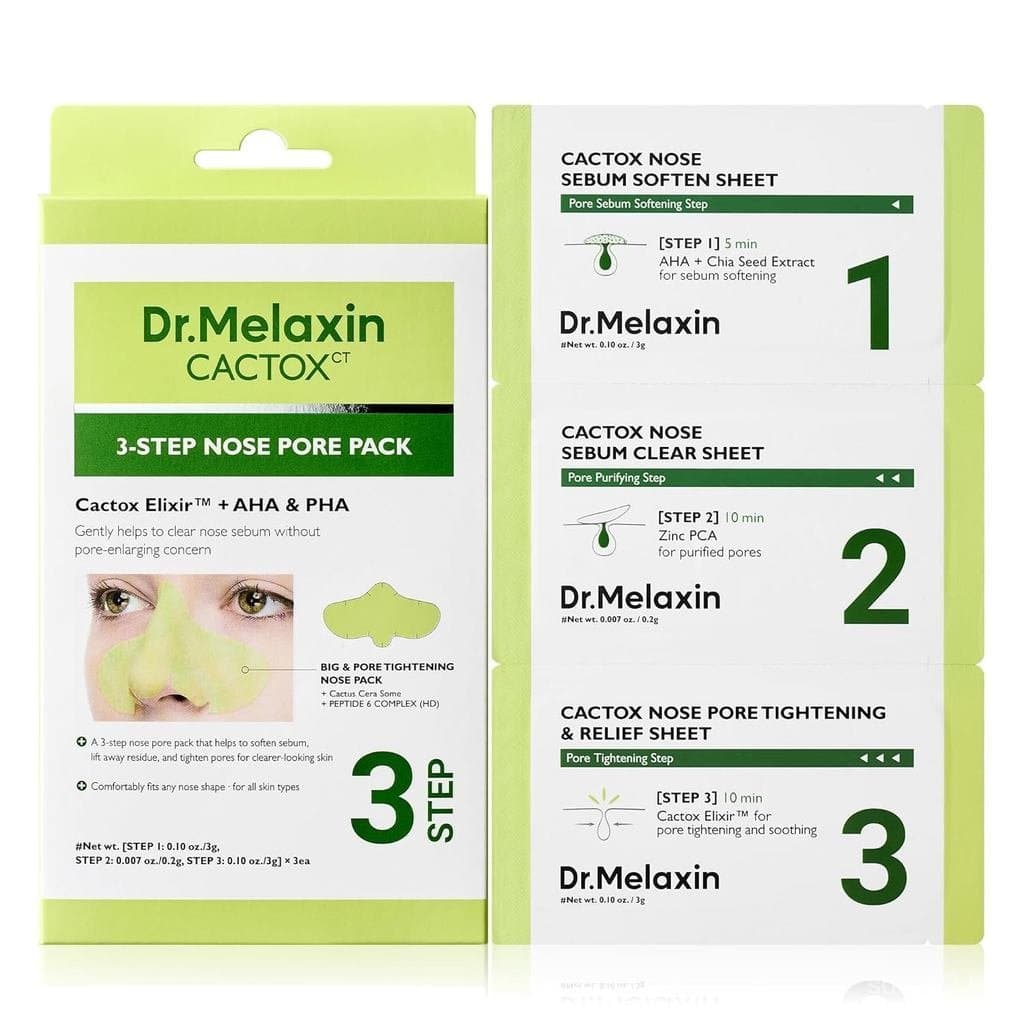 Máscara Nasal Dr.Melaxin CACTOX de Três Passos, contém AHA e PHA, para retração e reparação dos poros, máscara nasal de