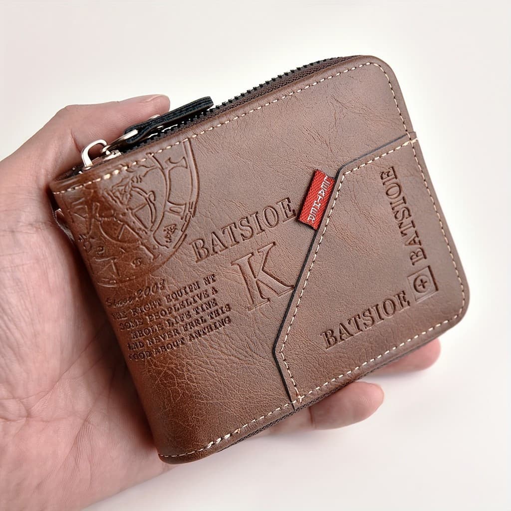 1 carteira masculina de negócios, porta-cartões de crédito com letras em relevo vintage, presente masculino WTHN