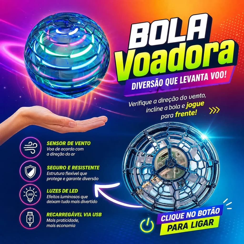 Brinquedo Bola Voadora com Sensor Inteligente Boomerang