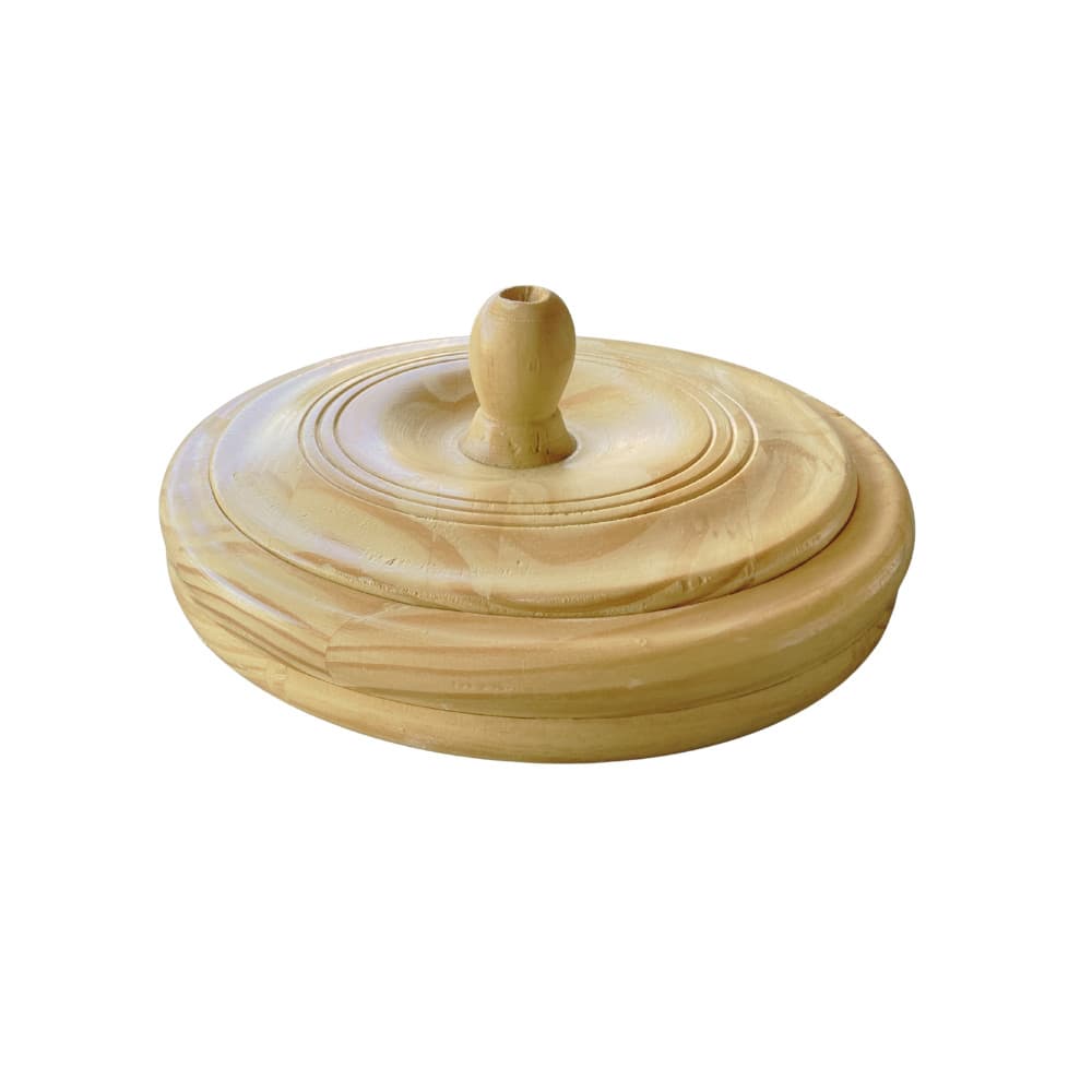 Tigela de Madeira Artesanal com Tampa 29cm - Porta Mantimentos e Decoração