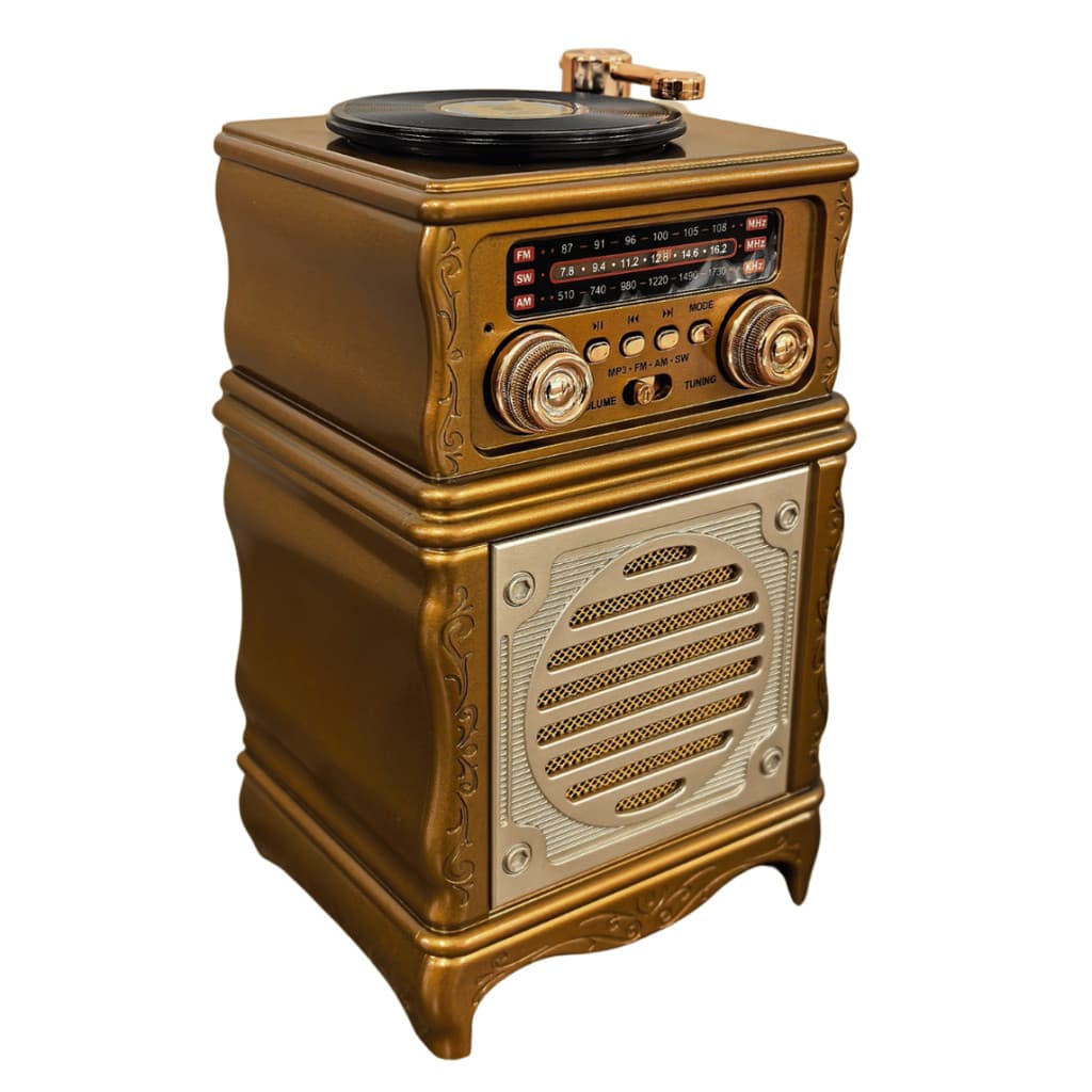 Rádio Retrô Vintage Bluetooth Recarregável USB Cartão AM/FM