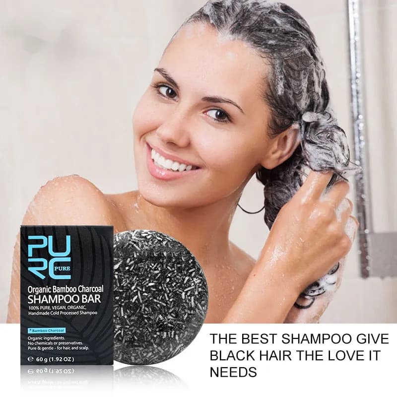 Shampoo Purc de Carvão de Bambu, Sabonete Extrato/Sabonete de Espuma Rica, Sabonete Refrescante de Carvão de Bambu