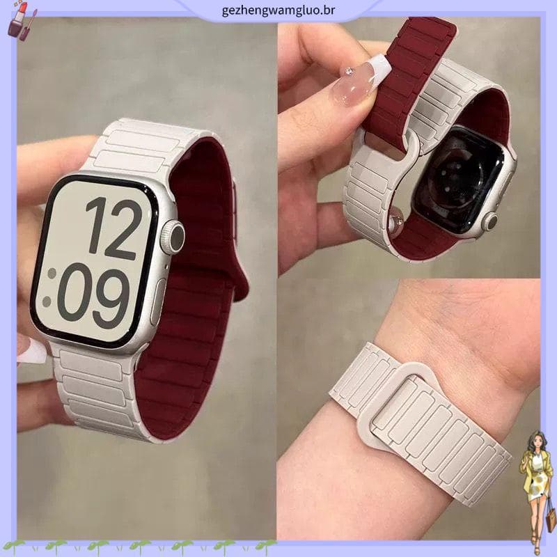 Pulseira magnética blindada de Silicone S10 adequada para iWatchS11 geração Apple ApplewatcSE3 nível pulseira feminina