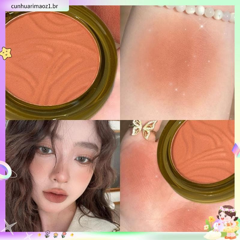 Blush de vidro âmbar para meninas, alto doce, laranja fosco, coração, à prova d'água, maquiagem Nude, leite Natural, chá