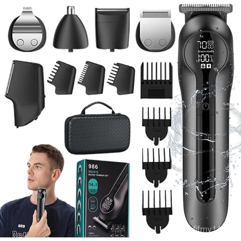 Aparador de barba e pelos do nariz e kit de cuidados pessoais para homens, aparador de pelos corporais, conjunto de cuid