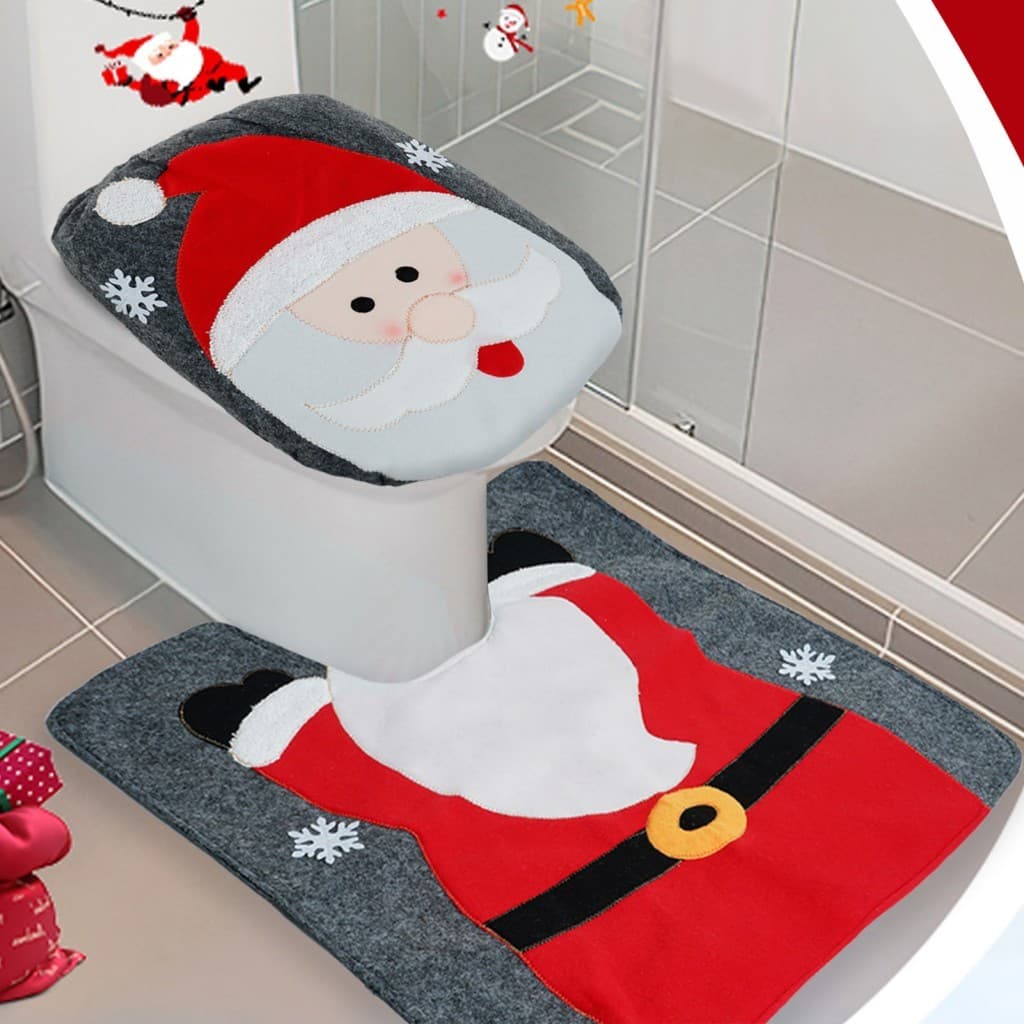 Conjunto De Decorações De Capa De Vaso Sanitário De Natal Com Design Clássico De Rena De Boneco De Neve Adequado Para Ho