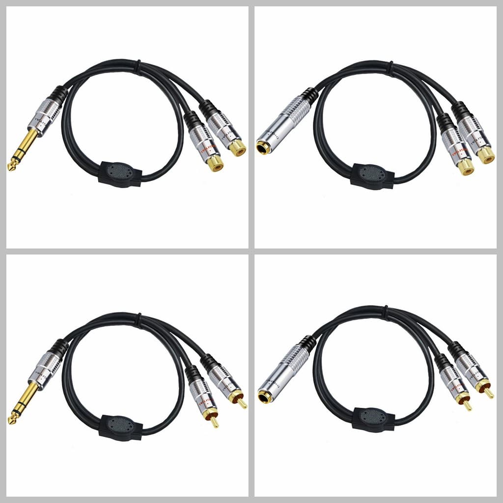 Cabo de áudio tipo Y RCA duplo de 6.35 mm para | Estéreo/Mono 6.5mm a 2RCA | Cabo de áudio para Subwoofer/amplificador/a