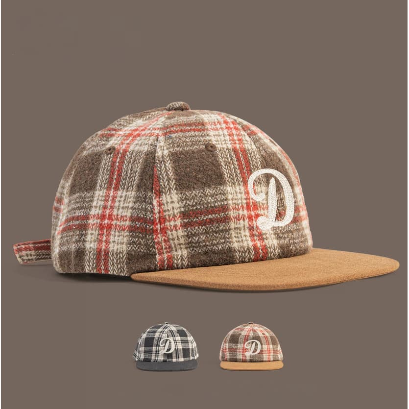 Boné Americano Vintage Aba Reta Bordado Letras Algodão Xadrez Cores Streetwear Malha Diário Masculino Feminino Chapéu
