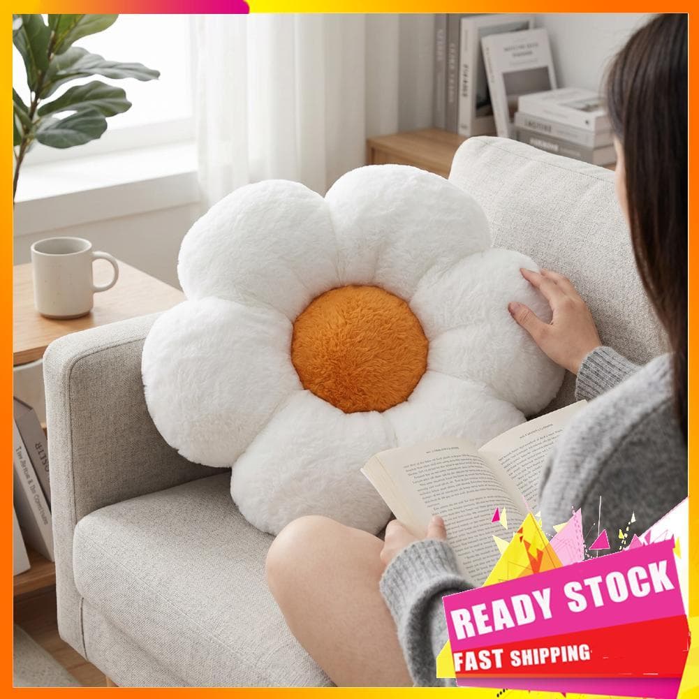 Hbhbhbhbb Almofada decorativa floral branca LAISANIM almofada de assento de algodão margarida - almofada macia em