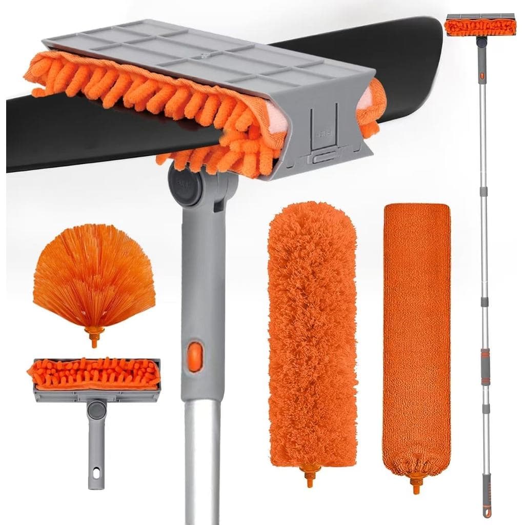 Espanador para Limpeza de Ventiladores de Teto com Cabo Extensível de 72'', Kit de Limpeza com Cabeça de Mop Reutilizáve