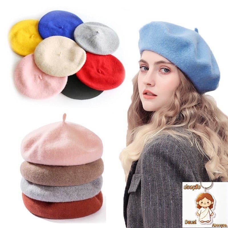Boina Feminina De Lã Grossa Para Outono/Inverno