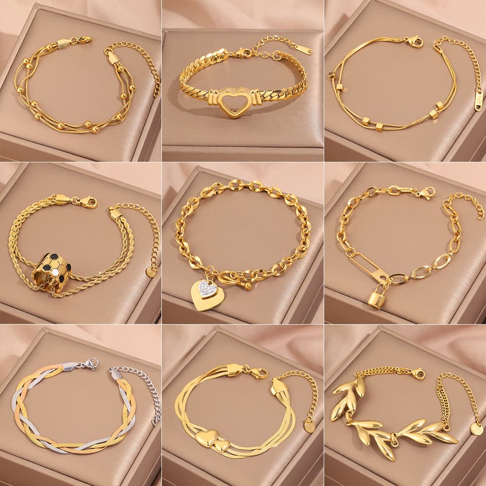 Pulseira popular de aço titânio que não desbota, pulseira de zircônia em formato de coração para mulheres, pulseira de n